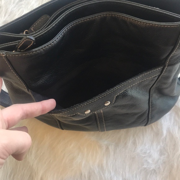 Genuine Leather Black Hoop Handle Purse - Picture 5 of 8